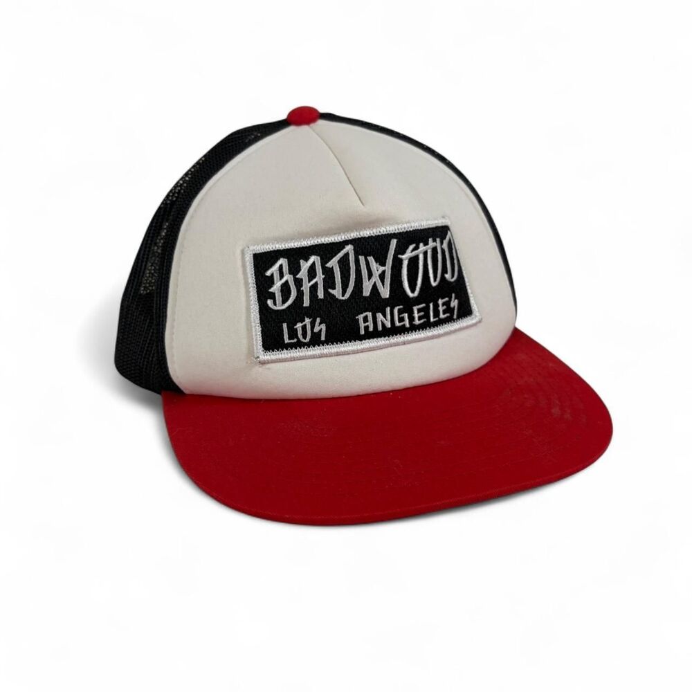 unisex Badwood Los Angeles red trucker hat